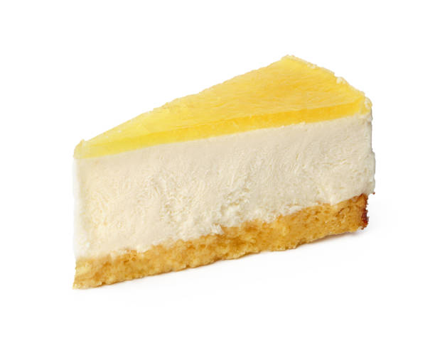 istock Lemon cheesecake piece isolated on white background 1352592710