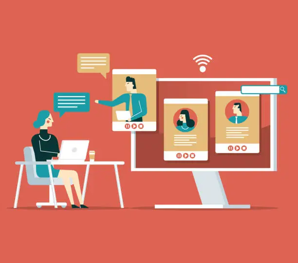 Vector illustration of Conference video call