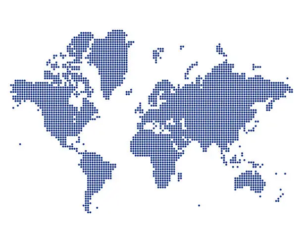 Vector illustration of World map pixelated