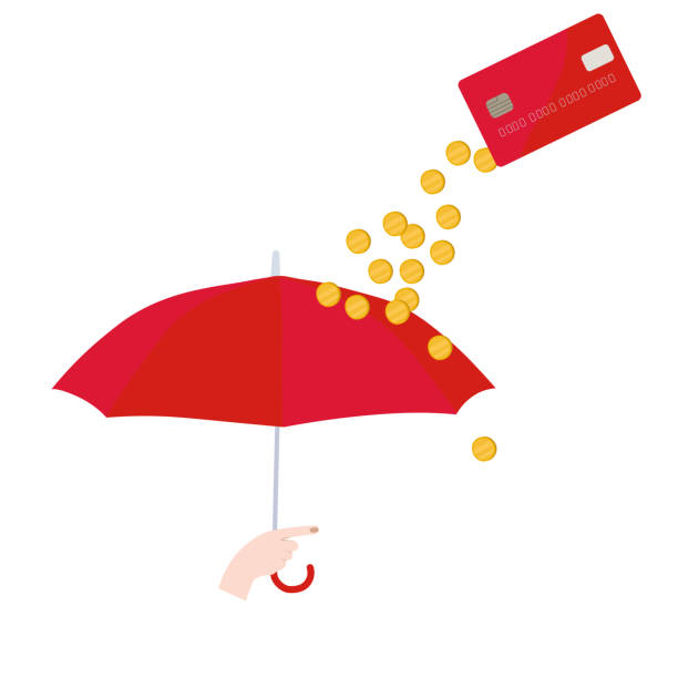 illustrations, cliparts, dessins animés et icônes de illustration du stock vectoriel de pluie d’argent. - security umbrella rain currency
