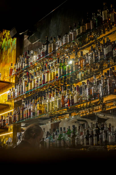 istock Bar bar with bottle shelves 1352607568