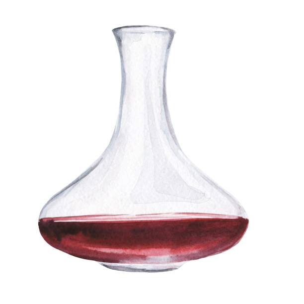 aquarellglas rotwein auf weißem grund. aquarell-illustration. - red jug stock-grafiken, -clipart, -cartoons und -symbole