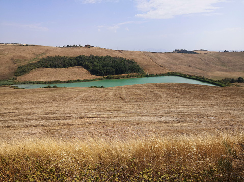 Landscape view of the famous Crete Senesi with a \