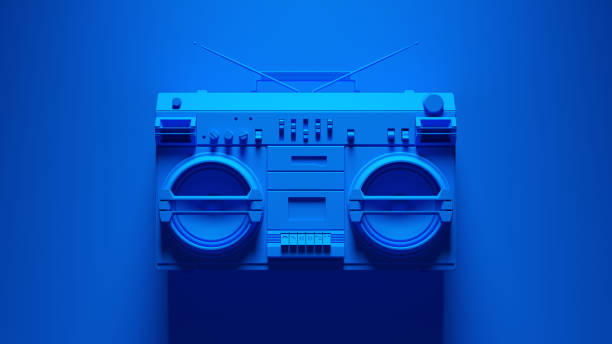 istock Blue Boombox Post-Punk Stereo with Blue Background 1352610260