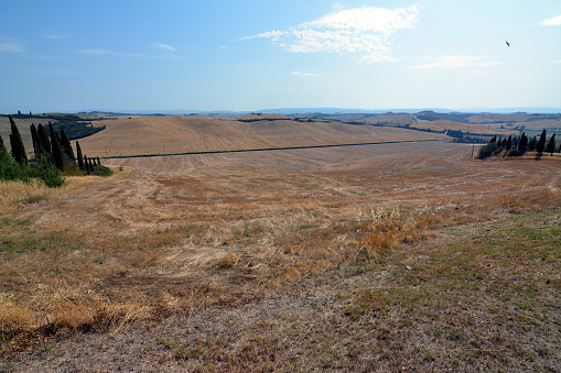 Landscape view of the famous Crete Senesi, Asciano, in the province of Siena, Tuscany.