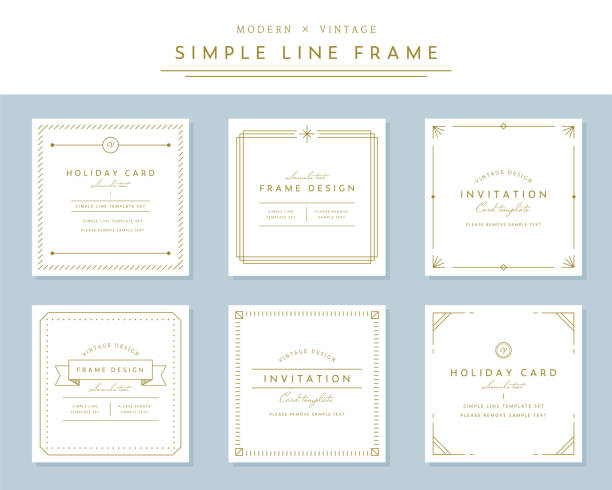 A set of frames with simple lines.This illustration has elements of modern, classic, elegant, stylish, ribbon and vintage.