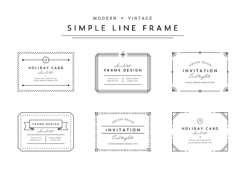 A set of frames with simple lines.
This illustration has elements of modern, classic, elegant, stylish, ribbon and vintage.