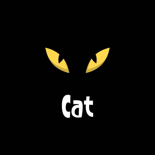 ilustrações de stock, clip art, desenhos animados e ícones de cartoon cat eyes concept.vector funny cartoon concept - silhouette animal black domestic cat
