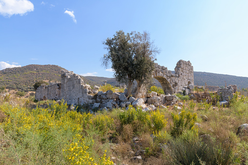 Ruins of roman bath in ancient city Patara. Antalya, Turkey