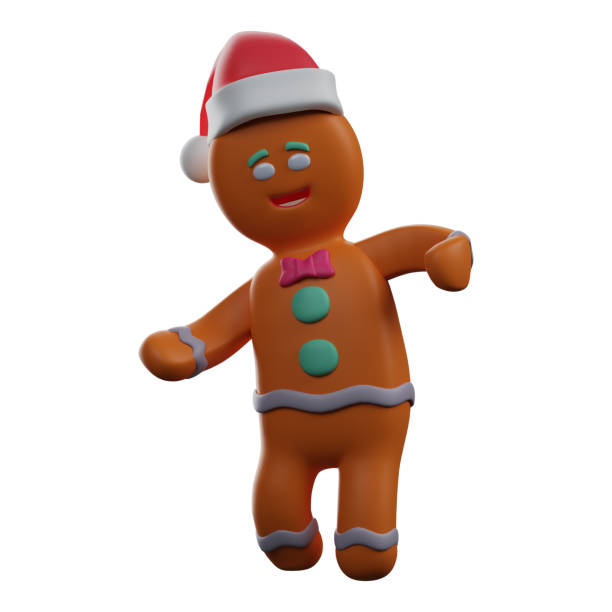 istock 3D Gingerbread Cartoon Character cute dancing pose 1352613290