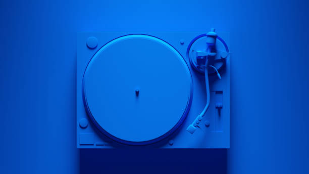 istock Blue Turntable Post-Punk Record Player with Blue Background 1352613758