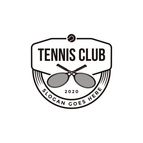 illustrations, cliparts, dessins animés et icônes de icône vectorielle vintage tennis, club de tennis, tournoi, championnat sur fond blanc - tournoi de tennis