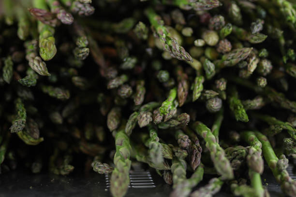 Garden asparagus in a fridge