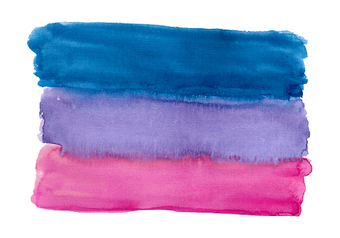 Bisex watercolor background, blend, brush strokes, creative illustration, blue, purple rose color palette