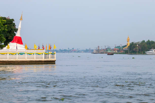 istock White tilted pagoda on the Chao Phraya River at Koh Kret 1352621595