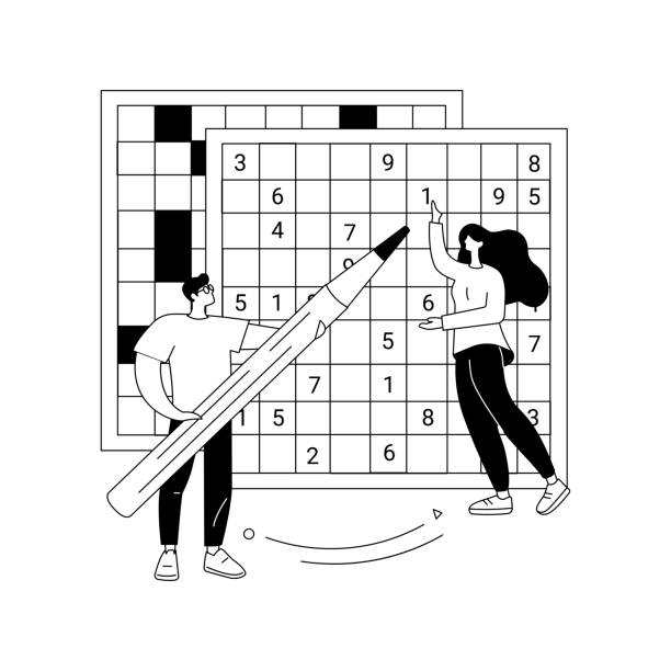 Do a crossword and sudoku abstract concept vector illustration. Do a crossword and sudoku abstract concept vector illustration. Stay home games and puzzles, keep your brain in shape, self-isolation time spending, quarantine leasure activity abstract metaphor. leasure games stock illustrations