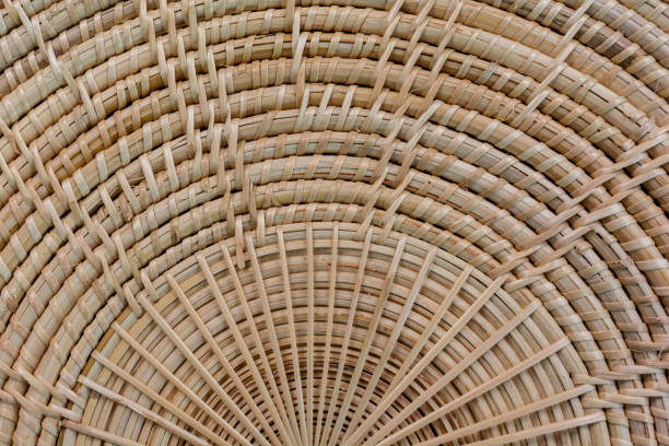 istock Wicker wooden background, Plate Mat. 1352642958