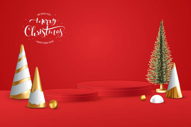istock stock vector merry christmas banner with product display cylindrical shape and christmas tree-01 1352644404