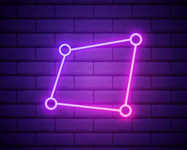 Vector illustration of Transform tool neon outline icon.Glowing linear style sign for mobile concept and web design. Simple line vector icon. Symbol, logo illustration. Pixel perfect vector graphics isolated on brick wall