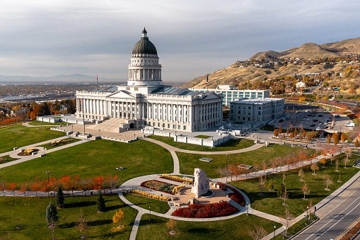 Aerial view of Utah State Capitol in Salt Lake City