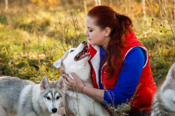 istock The dog breeder is hugging with her husky dog 1352645256