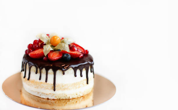 istock Sponge cake with berries , close - up 1352647626