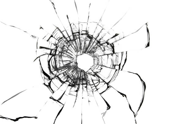 istock Broken window, background of cracked glass. Abstract texture on white background 1352649034