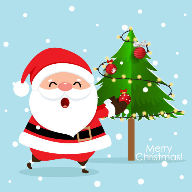 Vetores de Cartão De Saudação De Natal Com Papai Noel De Natal E Árvore De  Natal Ilustração Vetorial e mais imagens de Abstrato - iStock