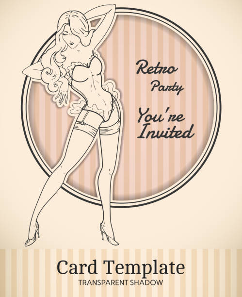 Vector retro pin-up woman poster Vector retro pin-up woman illustration, template for vintage invitation, poster or cards 40s pin up girls stock illustrations