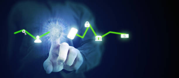 istock business man use fingerprint press on screen techno;logy for scan security biometric network for cellphone ,identification,lock key,banl,finance protection 1352653668