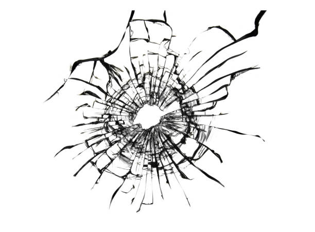 istock Broken window, background of cracked glass. Abstract texture on white background 1352654647