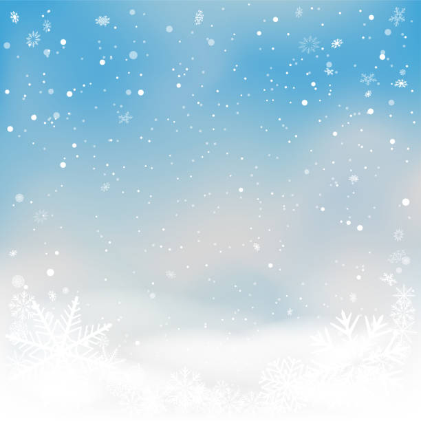 weihnachtshimmel wolken schneefall winter hintergrund - snowflake winter blue paper stock-grafiken, -clipart, -cartoons und -symbole