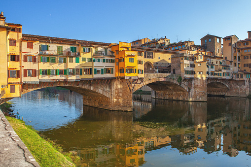 Famous old medieval footbridge in Italy