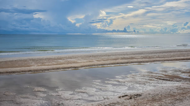 istock Beautiful beach view, blue sky with clouds 1352662553