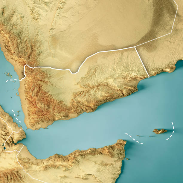 istock Yemen 3D Render Topographic Map Color Border 1352669158