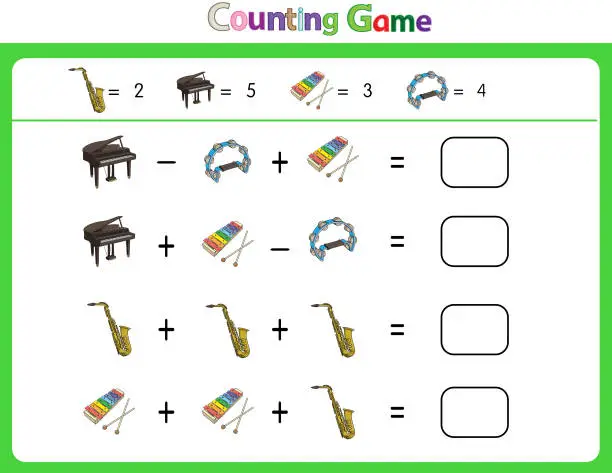 Vector illustration of Educational illustrations by matching words for young children. Learn words to match pictures. as shown in the instrument category