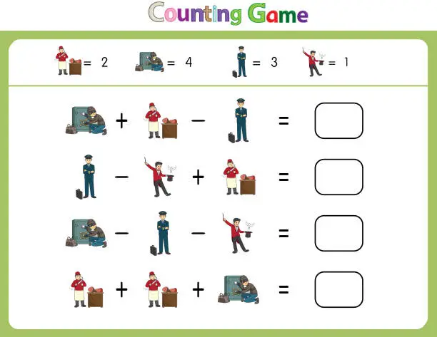 Vector illustration of Educational illustrations by matching words for young children. Learn words to match pictures. as shown in the job category