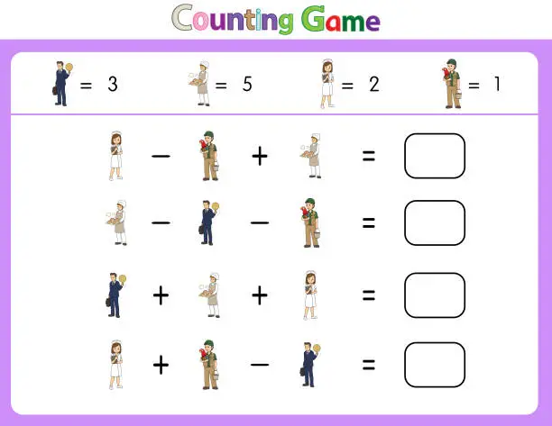 Vector illustration of Educational illustrations by matching words for young children. Learn words to match pictures. as shown in the Job category