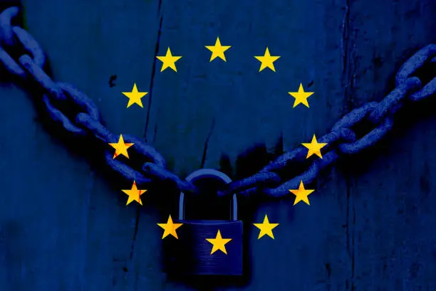 Flag of the European Union and padlock