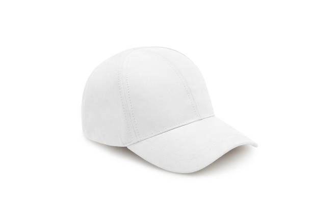 istock White baseball cap isolated on white background. Baseball cap in angles view front and back. Canvas fabric cap for premium gift design 1352679499