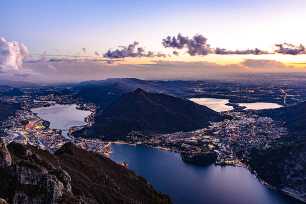 The city of Lecco, on Lake Como, in Italy stock photo