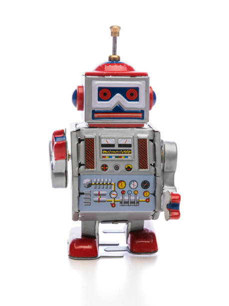 istock Vintage style robot toy isolated on white 1352683869