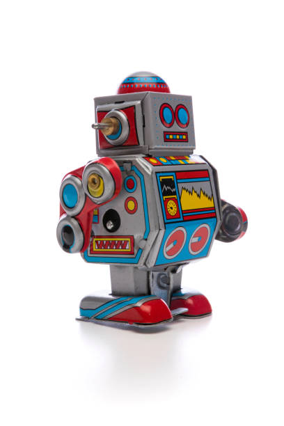 istock Vintage style robot toy isolated on white 1352683953