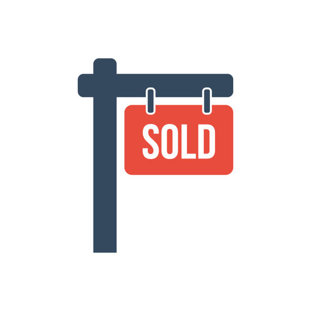 real estate street sold sign, flat vector icon real estate street sold sign, flat vector icon selling stock illustrations