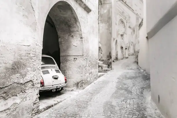 Beautiful Fiat 500 into the small street of my village.
