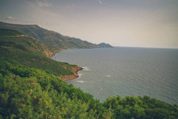 View across coastline of the Mediterranean Sea, in autumn