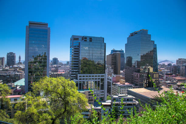 istock Panoramic view from Santa Lucia hill park in Santiago de Chile. 1352694220