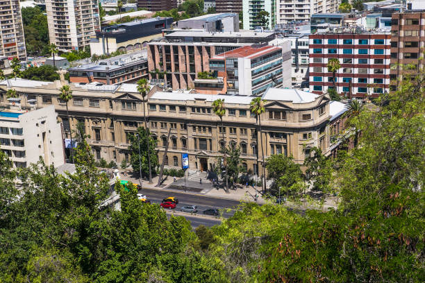 istock Panoramic view from Santa Lucia hill park in Santiago de Chile. 1352694221