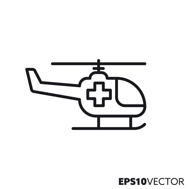 救急車ヘリコプターベクトル線アイコン - ヘリコプター点のイラスト素材／クリップアート素材／マンガ素材／アイコン素材