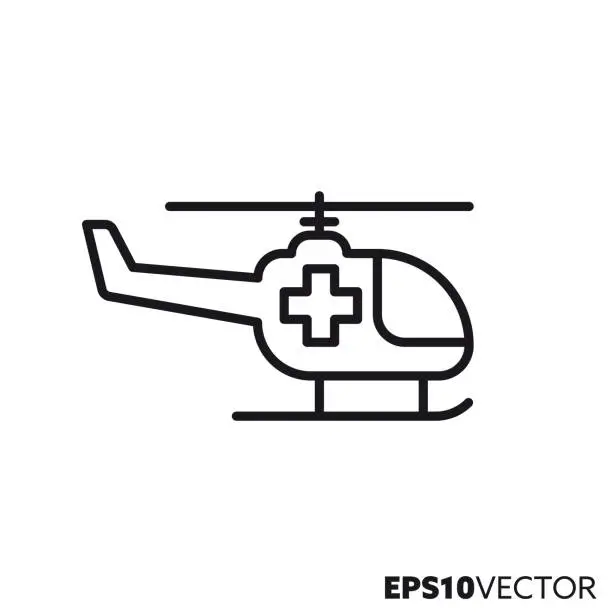 Vector illustration of Ambulance helicopter vector line icon